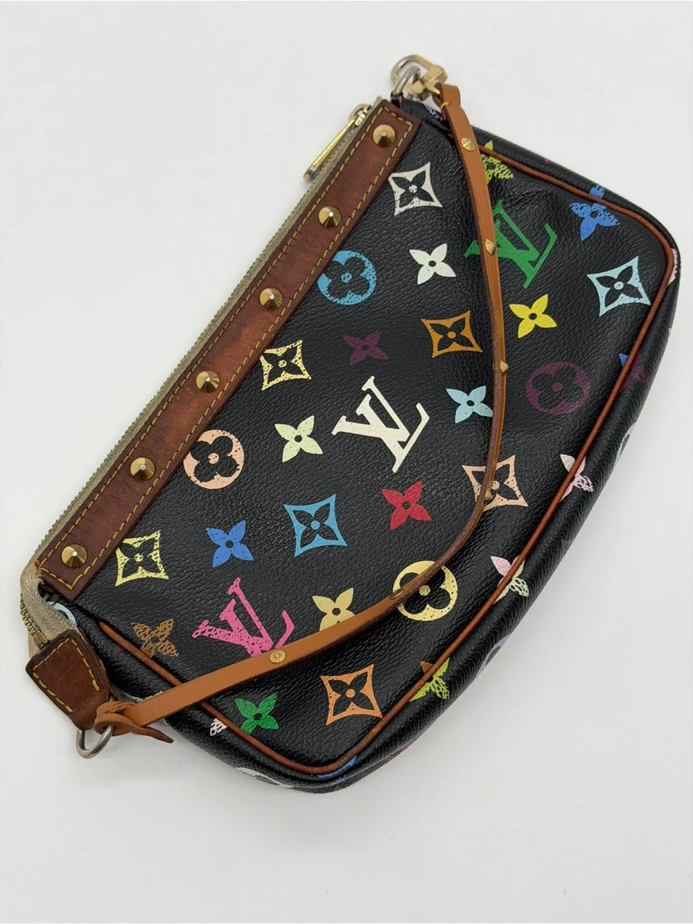 Louis Vuitton Black Murakami Multicolor Monogram Pochette Shoulder Bag